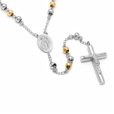 TwoTone Stainless Steel Cross Rosary Necklace, Color White JCPenney