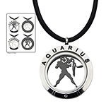 Aquarius Zodiac Reversible Stainless Steel Locket Pendant Necklace
