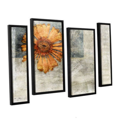 Brushstone Dried Flower Abstract 4-pc. Floater Framed Staggered Canvas Wall Art