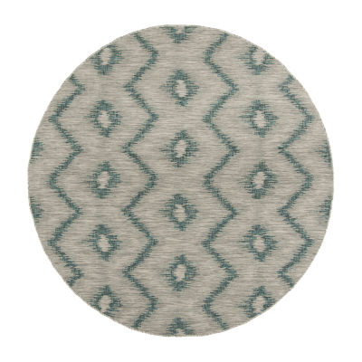 Safavieh Courtyard Collection Lexine Chevron Indoor/Outdoor Round Area Rug