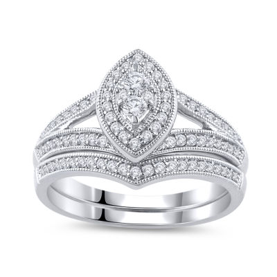 Womens 1/2 CT. T.W. Natural White Diamond 10K Gold Bridal Set