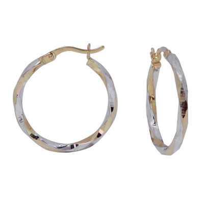 Womens 14K Two Tone Gold 21mm Hoop Earrings