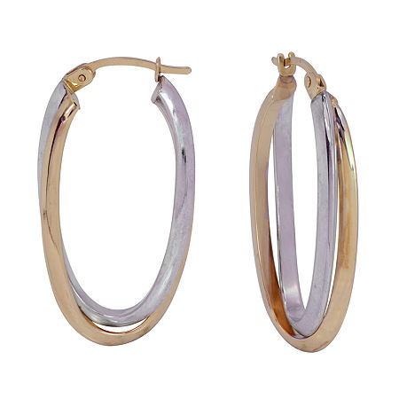 Womens 14K Two Tone Gold 30mm Hoop Earrings, One Size
