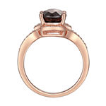 Womens Genuine Brown Garnet 14K Rose Gold Over Silver Halo Cocktail Ring