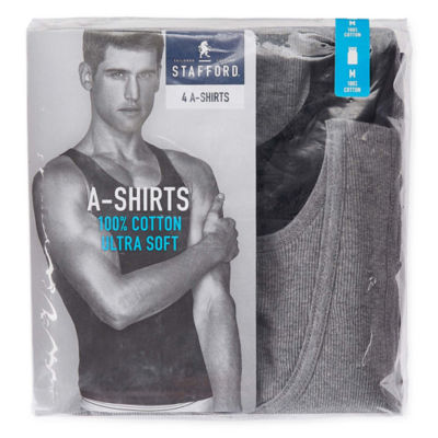 Stafford Ultra Soft Mens Round Neck Sleeveless 4 Pack Tall Tank