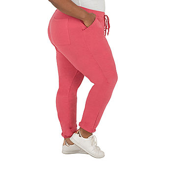 Poetic Justice Womens High Rise Over Belly Drawstring Pants - Plus, Color:  Deep Rose Pink - JCPenney