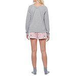 Ambrielle Womens Long Sleeve V-Neck 3-pc. Shorts Pajama Set