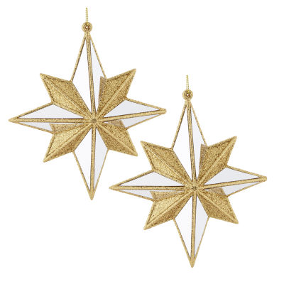 North Pole Trading Co. Gold Mirrored Star Set 2-pc. Christmas Ornament