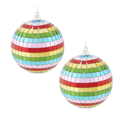 North Pole Trading Co. Rainbow Disco Ball Set 2-pc. Christmas Ornament
