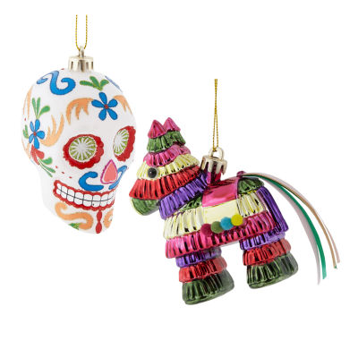 North Pole Trading Co. Piniata And Sugar Skull Set 2-pc. Christmas Ornament