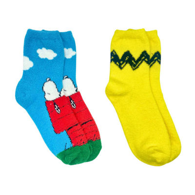 Cozy 2 Pair Peanuts Crew Socks Womens