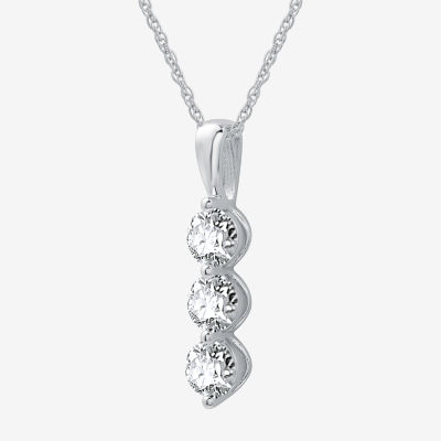 G / Si1-Si2) Womens 1 CT. T.W. Lab Grown White Diamond 10K Gold Pendant Necklace