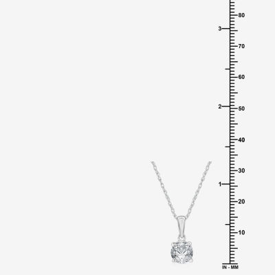 Womens 1 CT. T.W. Lab Grown White Diamond 10K White Gold Round Pendant Necklace