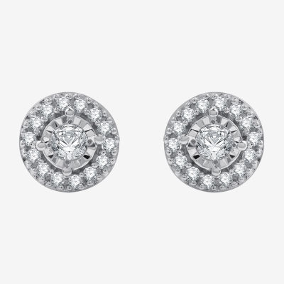 1/4 CT. T.W. Lab Grown White Diamond Sterling Silver 7.3mm Round Stud Earrings