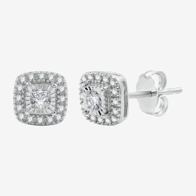 1/4 CT. T.W. Lab Grown White Diamond Sterling Silver 7.2mm Cushion Stud Earrings