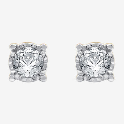 (G / Si1-Si2) 1/3 CT. T.W. Lab Grown White Diamond 14K Gold Over Silver Sterling Silver 4.7mm Round Stud Earrings