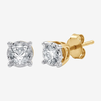 (G / Si1-Si2) 1/2 CT. T.W. Lab Grown White Diamond 14K Gold Over Silver Sterling Silver 5.3mm Round Stud Earrings