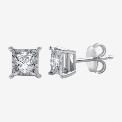 (G / Si1-Si2) 1/2 CT. T.W. Lab Grown White Diamond Sterling Silver 4.7mm Stud Earrings