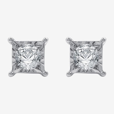 (G / Si1-Si2) 1/2 CT. T.W. Lab Grown White Diamond Sterling Silver 4.7mm Stud Earrings