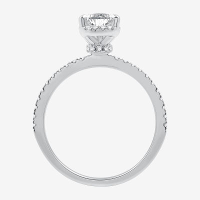 I Said Yes (G / Si1-Si2) Womens 1 CT. T.W. Lab Grown White Diamond Sterling Silver Pear Side Stone Halo Bridal Set