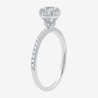 I Said Yes (G / Si1-Si2) Womens 1 CT. T.W. Lab Grown White Diamond Sterling Silver Round Side Stone Halo Bridal Set