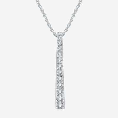 Womens 1/10 CT. T.W. Lab Grown White Diamond Sterling Silver 18 Inch Pendant Necklace
