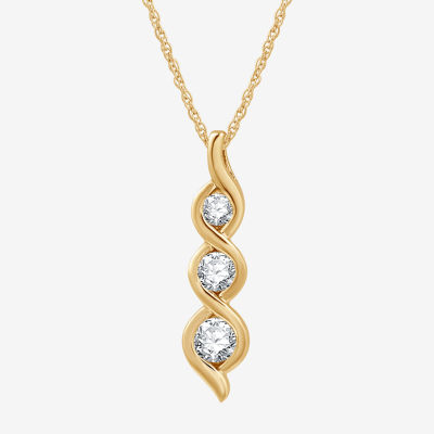 Womens 1/ CT. T.W. Lab Grown White Diamond 14K Gold Over Silver Sterling Silver Pendant Necklace