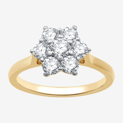 Womens 1 CT. T.W. Lab Grown White Diamond 14K Gold Over Silver Sterling Silver Cocktail Ring