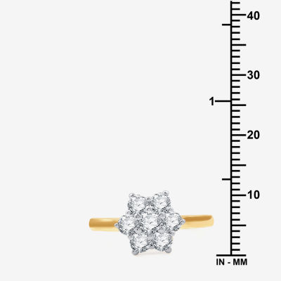 Womens 1/ CT. T.W. Lab Grown White Diamond 14K Gold Over Silver Sterling Cocktail Ring