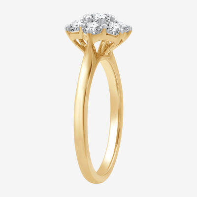 Womens 1/ CT. T.W. Lab Grown White Diamond 14K Gold Over Silver Sterling Cocktail Ring