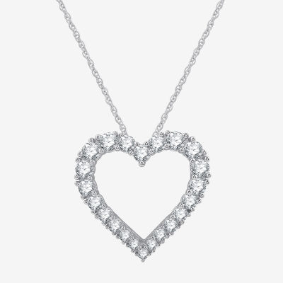 Womens 1/ CT. T.W. Lab Grown White Diamond Sterling Silver Heart Pendant Necklace