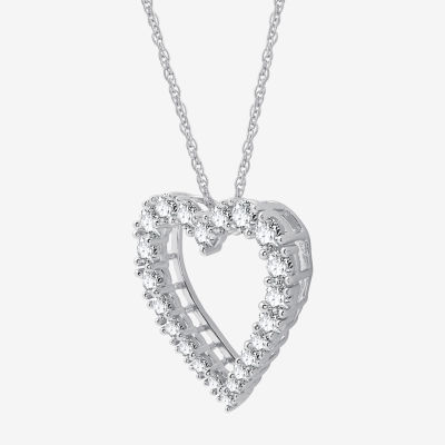 Womens 1/ CT. T.W. Lab Grown White Diamond Sterling Silver Heart Pendant Necklace