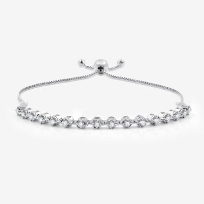 Womens 1/2 CT. T.W. Lab Grown White Diamond Sterling Silver Bolo Bracelet