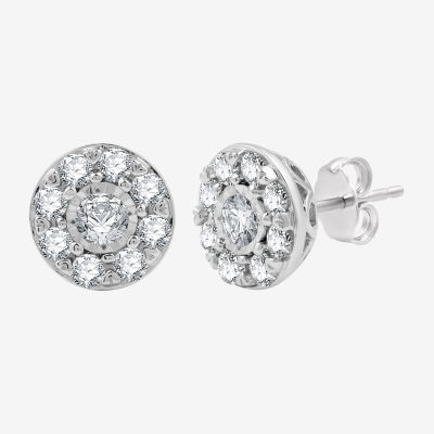 1 CT. T.W. Lab Grown White Diamond Sterling Silver 9.7mm Round Stud Earrings