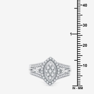 20MM 1/2 CT. T.W. Lab Grown White Diamond Sterling Silver Crossover Side Stone Band