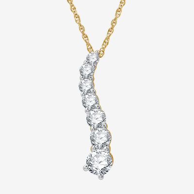 Womens 1 CT. T.W. Lab Grown White Diamond Sterling Silver 18 Inch Pendant Necklace