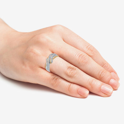 Womens 1/4 CT. T.W. Lab Grown White Diamond 14K Gold Over Silver Sterling Cocktail Ring