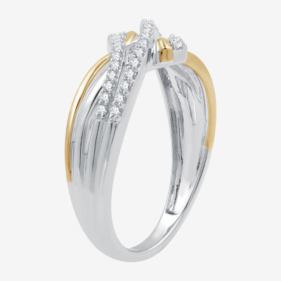 Womens 1/4 CT. T.W. Lab Grown White Diamond 14K Gold Over Silver Sterling Cocktail Ring