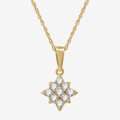 Womens 1/4 CT. T.W. Lab Grown White Diamond 14K Gold Over Silver Sterling Silver Pendant Necklace