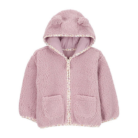 Carter's Toddler Girls Midweight Shirt Faux Fur Coat, 3t, Pink