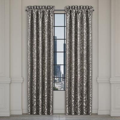 Queen Street Blythe Silver Room Darkening Rod Pocket Set of 2 Curtain Panel