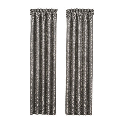 Queen Street Blythe Silver Room Darkening Rod Pocket Set of 2 Curtain Panel