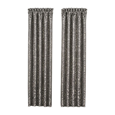 Queen Street Blythe Silver Rod Pocket Blackout Set of 2 Curtain Panel