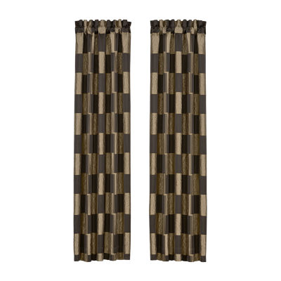 Queen Street Benton Bronze Rod Pocket Blackout Set of 2 Curtain Panel