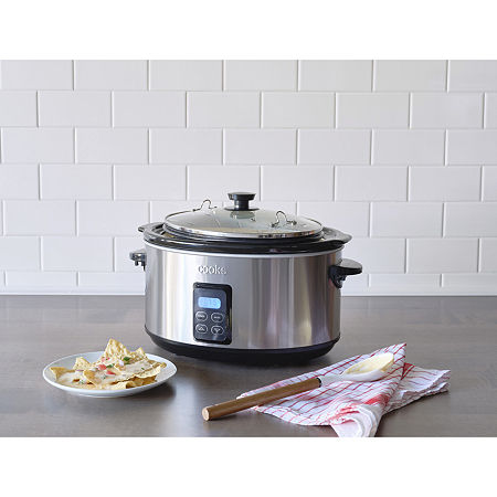 Cooks 5-Quart Programmable Latch And Travel Slow Cooker, One Size, Stainless Steel