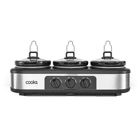 Cooks 1.5-Quart Triple Slow Cooker, One Size, Stainless Steel