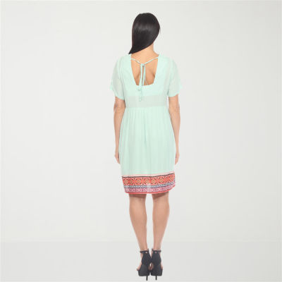 White Mark Womens V Neck Short Sleeve Tunic Top