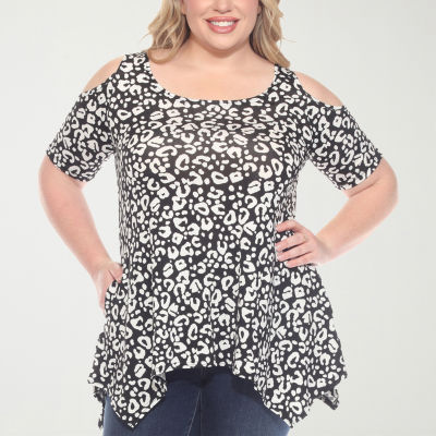 White Mark Womens Scoop Neck Short Sleeve Tunic Top