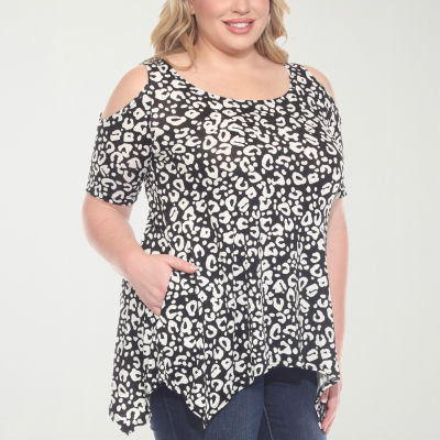 White Mark Womens Scoop Neck Short Sleeve Tunic Top