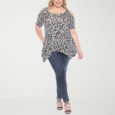 White Mark Womens Scoop Neck Short Sleeve Tunic Top